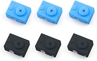 6 PCS Silicone Socks 3D Printer Heater Block Silicone Cover for E3D V6 PT100 Heater Block(Blue and Black)