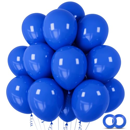 Image of 100pcs Royal Blue Latex Balloons 12 inch Matte Dark Blue balloon | Helium Compatible, Birthday Graduation Baseball Nautical Bachelorette Patriotic Gender Reveal, Party Decorations