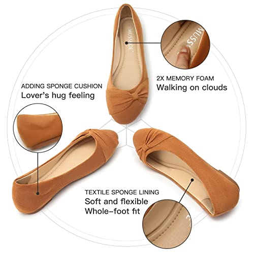 MUSSHOE Flat Shoes Women Round Toe Comfortable Slip On Women Flats with Bow3