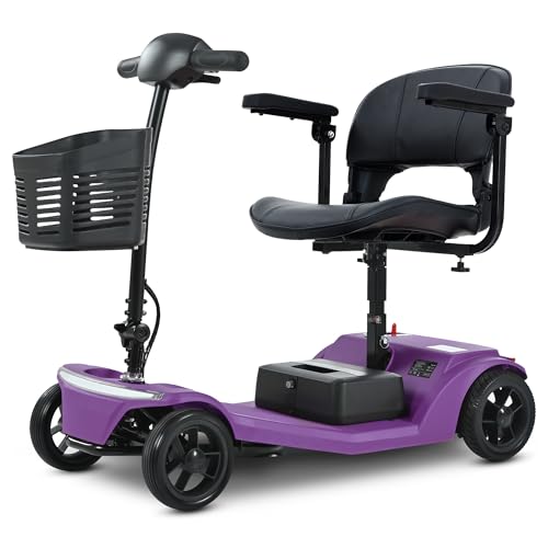 Discover Mobility Pilot 2026 Design Portable Mobility Scooter 4mph 136kg Weight Capacity LED Headlight Removable Battery (Purple)