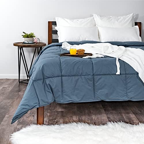Ameridown Light Warmth Premier Down Comforter with Sewn in Duvet Corner Loop Attachments, Full/Queen Size Bed, Denim