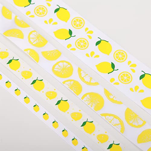 Meseey Lemon Satin Ribbon 40 Yards Yellow White Lime Green Fruit Printed Themed Decorative Ribbons For Gift Wrapping Diy Bows Bridal Shower Birthday Summer Party Decorations(Lemon) #TOP6