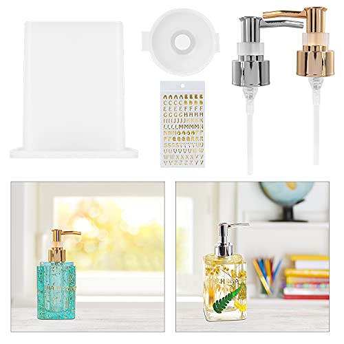 Silicone Resin Molds-Pump Bottle Silicone molds for epoxy Resin,Dispenser Bottles Resin Mold with 2 Pump for DIY Shampoo Bath Cream Liquid Soap Pump Bottle,Perfect for Kitchen Bathroom and Travel