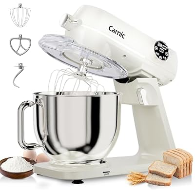 8.45 QT All Metal Stand Mixer,10 Speed Large Capacity Kitchen Mixer with Digital Timer & Tilt-Head, Electric Mixer with Whisk Dough Hook Mixing Beater for Baking,Cakes,Cookie,Bread,Salad (White)