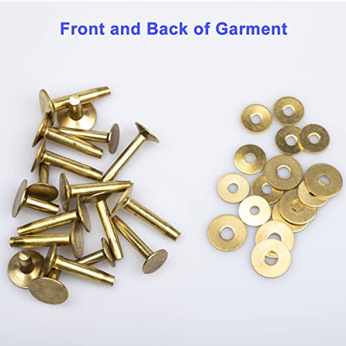 Wuta 83Pcs, Copper Rivets And Burrs, Solid Brass Rust-Proof Studs Leather Copper Rivet For Leather Pure Copper Rivet Setting Tool For Belts Wallets Collars Leather Diy Craft Supplies 4 Sizes (Brass) #TOP2