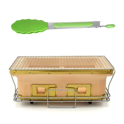 Griglia in ceramica giapponese, portatile, rettangolare, da tavolo, a carbonella, per Yakitori, campeggio e barbecue a casa