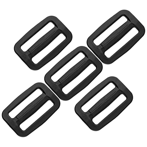 SolaDirect 3 Bar Tri Glide Sliders Buckles Fasteners for 25 mm / 1 in Webbing Strap, Backpack, Bag, Accessories, Black Delrin Plastic (Pack of 5)