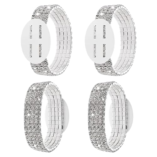 Image of 4 Pcs 5cm Elastic Rhinestone Wrist Corsages Small Wrist Corsage Bands Wedding Corsage Wristlets Bride Corsage Bracelets Flower Wristband Holders for Girls Women