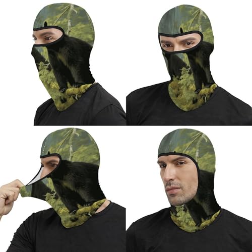 Pasamontañas para hombre y mujer con estampado de osos negro, balaclava para motocicleta, máscara facial completa, gorro calentador de cuello miniatura 5