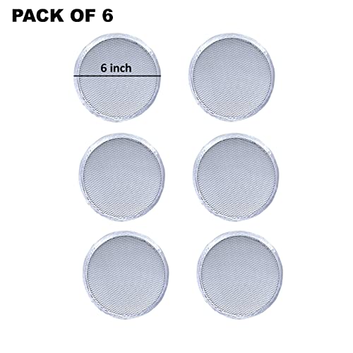 Image of 6 inches Aluminium Pizza Screen, Durable Seamless Round Pizza Screen for Home Kitchen Hotel Indoor Outdoor Cooking, Color Silver (Pack of 6 Pcs)