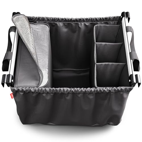 achilles Bolsa para el carro de la compra de aluminio, plegable, bolsa de compras que se adapta a todos los carritos de la compra habituales, 33 x 50 x 38 cm, Negro , 33x50x38cm