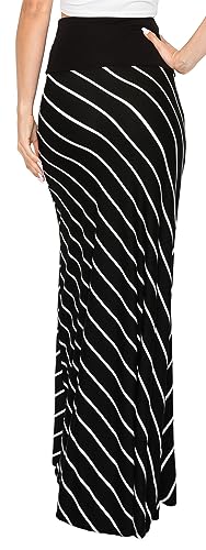 Image of URBAN K Womens Basic Foldable High Waist Regular and Plus Size Maxi Skirts