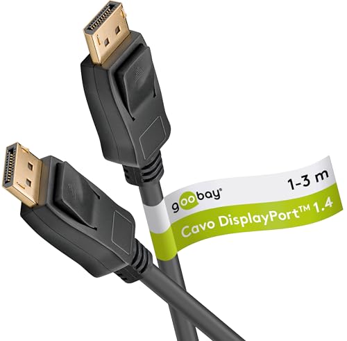goobay DisplayPort Cable 8K 1m/DP 1.4 / Gaming PC Laptop Dock/UHD DP Cable for 4K@120Hz 240Hz Monitors/HDR Compatible/Gold Plated Connectors / 74777