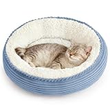 Love's cabin Round Donut Cat and Dog Cushion Bed, 20in Pet Bed for Cats or Small Dogs, Anti-Slip & Water-Resistant Bottom, Super Soft Durable Fabric Pet beds, Washable Luxury Bed Sky Blue Stripe