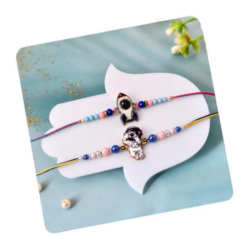 Image of CraftVatika Set of 2 Rakhi for Kids Brother, Rakhi Set for Brother Boys Girls Baby Kids, Cartoon Designer rakhis for Children, Rakshabandhan Combo with Greeting Card Tilakk, Raksha Sutra for Child