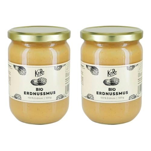KoRo - Bio Erdnussmus 2 x 500 g - Bio-Qualität - Ohne Zusätze - Im praktischen Zweierpack