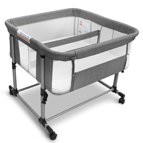 Cheermomo Twin Bassinet for 2 Babies, Double Bassinet for Twins, Baby Bassinet with Wheels,...