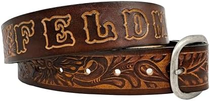 LIBRARY BY DESIGN Personalized Leather Belt Father's Day Gift wit...