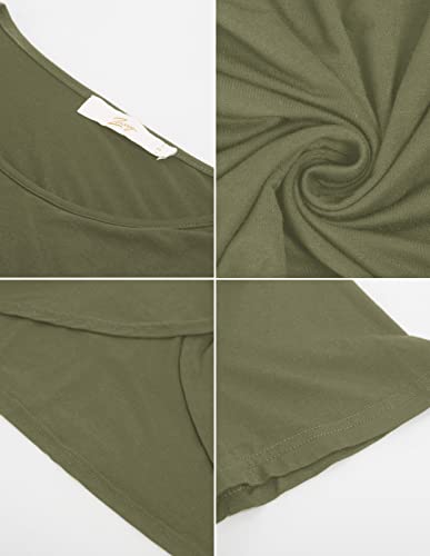 Zexxxy Tulip Hem Labor/Delivery/Nursing/Maternity Pajama Set For Hospital Home Nursing Shirt & Adjustable Size Pregnancy Shorts Army Green #TOP4