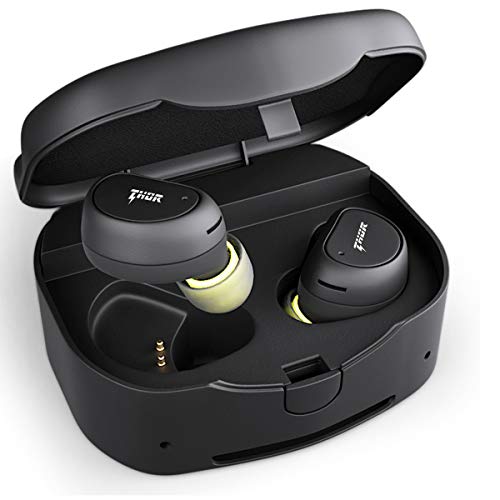 True Wireless Bluetooth Earbuds with Superior Sound, Easy-Pairing, Black Earphones in-Ear with Charging Case, TWS Headphones with Built-in Microphones, Deep Bass for Sport, Workout, Gym, Running