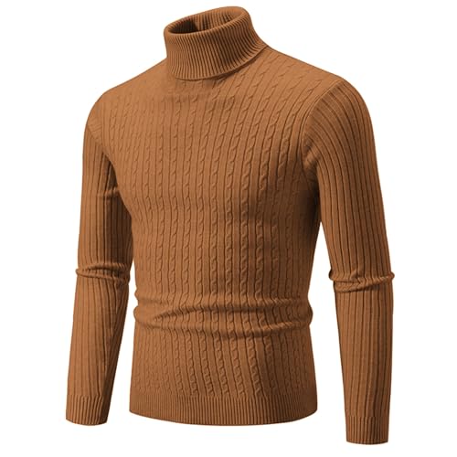 for Mens Fall Winter Long Sleeve Turtle Neck Sweater Ribbed Crochet Thermal Plain Man 2025 Y2K