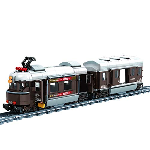 VPPI Technik Zug Eisenbahn Bausatz, City Personenzug Bausteine Modell mit Schienen, 923 Teile City Güterzug… – Bild 6