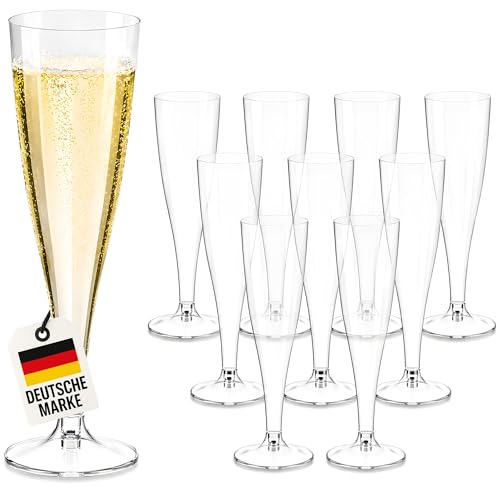 WELLGRO Sektgläser Set aus Kunststoff 100ml mit Eichstrich Sektkelch glasklar BPA-frei Mehrweg Wiederverwendbar Champagner Prosecco Stückzahl:30 Stück