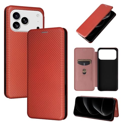 Étui compatible avec iPhone 16e rouge housse cuir carbone à rabat