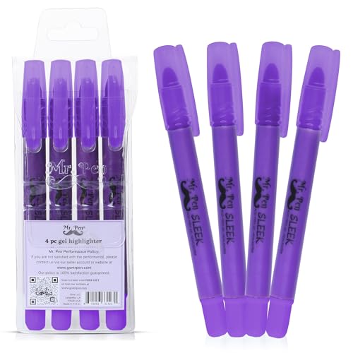 Mr. Pen No Bleed Gel Highlighter, Bible Highlighters, Purple, Pack of 4
