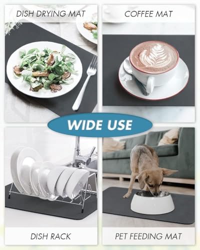 Image of 4 MM Large Dish Drying Mat for Kitchen Counter - 40x60 cm Extra Absorbent Microfiber Mat, Quick-Dry Dish Drainer Pad for Glassware, Utensils & Cookware, Non-Slip Water-Resistant 50x40cm