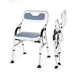 お風呂椅子 介護用 折りたたみ シャワーチェア 背もたれ付 風呂 椅子 介護 耐荷重150kg バスチェア 肘掛け付き 高さ4段階調節 アルミ合金製 軽量 丈夫 脚ゴムキャップ 転倒防止 組み立て簡単 取り外し可能 浴室 入浴用品 日本語説明書付