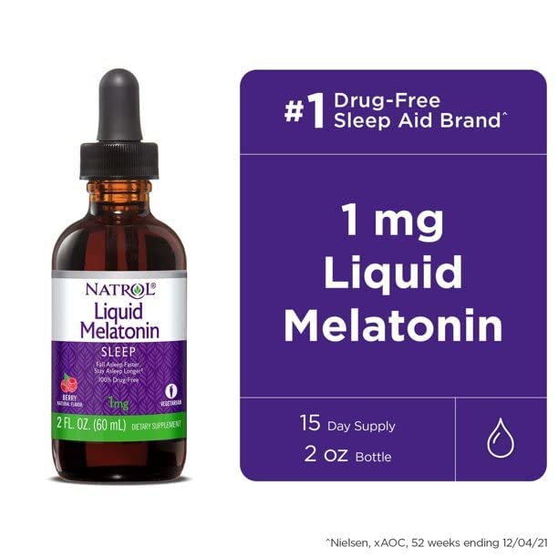 Natrol Melatonin 1 mg Liquid 2 oz (Pack of 2)