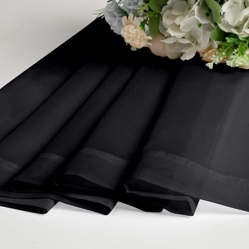 Image of Chyhomenyc Black Sheer Valances for Windows 2 Pack, 42W x 14L Inches Small Window Curtains for Living Room Bathroom Cafe Laundry Basement, Elegant Top Dual Rod Pocket Voile Curtain