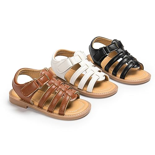 Fromosa Toddler Girl Slip-On Open Toe Non-Slip Soft Rubber Sole Shoes