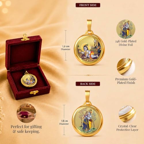Image of DIVINITI 24K Gold Plated Double-Sided Religious Pendant with Premium Gift Box, Spiritual Locket for Men & Women, Devotional Jewellery for Gifting & Everyday Wear