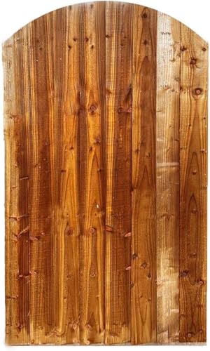 180cm x 60cm Wooden Garden Gate | Pressure Treated Feather Edge Timber Gate | Dome Top Heavy Duty 6cm Thick Semi-Braced Side Gate