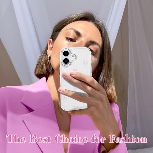 EYZUTAK Case for iPhone 17, Bling Glitter 3D Bowknot Phone Case Cute Sparkly Crystal Clear Bow Aesthetic Design Slim Soft Durable TPU Transparent Protective Cover for Women Girl - Pink Bow - Image 6