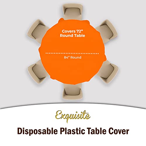 Image of Party Solids Orange Round Plastic Tablecloth - 84 Inch, Pack of 24