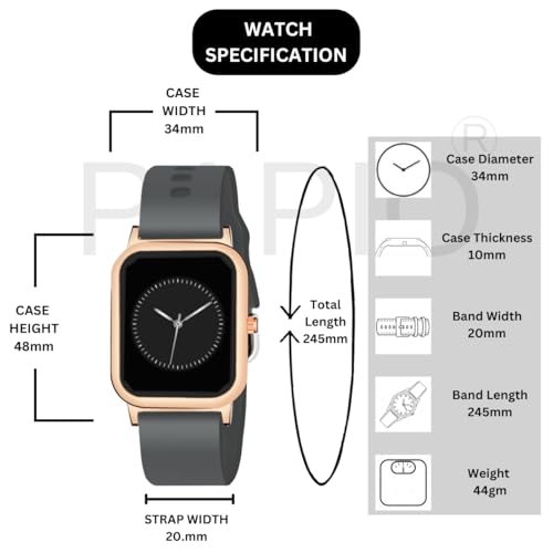 Image of PAPIO Rectangle Dial Analog Women's Fashion Wrist Watches, Silicone Strap, Quartz Movement