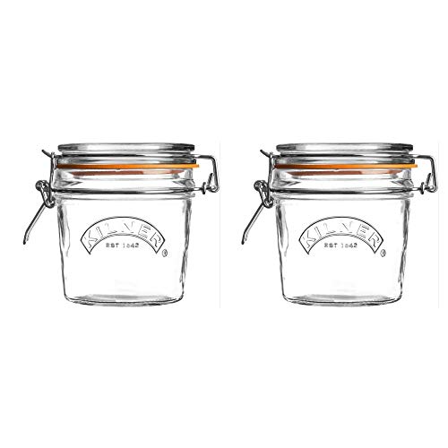 Kilner Clip Top Round Glass Jar 0.35 Liter Clear/Transparent (Pack of 2)