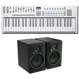 Novation Launchkey 49 MK4 White MIDI Keyboard Controller Bundle with Mackie CR8BT 8-Inch Bluetooth Studio Monitors — 16 Pads, 9 Faders, 140W 44Hz Pair for Music Production, Beat Making, Streaming