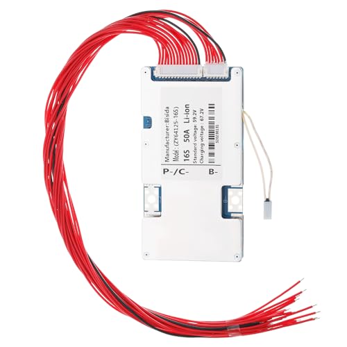16S BMS 60V 50A Li-ion PCB Protection Board with Balance Wire and NTC,Ten Functional protections, Common Port, for Solar Energy Storage, Balance Car Lithium-ion Battery Pack (16S 60V 50A)