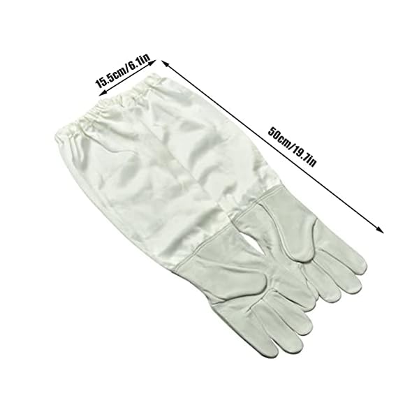 TIANTIAN 1 Paar Imkerhandschuhe Ziegenleder Imkerhandschuhe mit belüfteter Baumwolle Lange Ärmel Imker Schutzhandschuhe… – Bild 3
