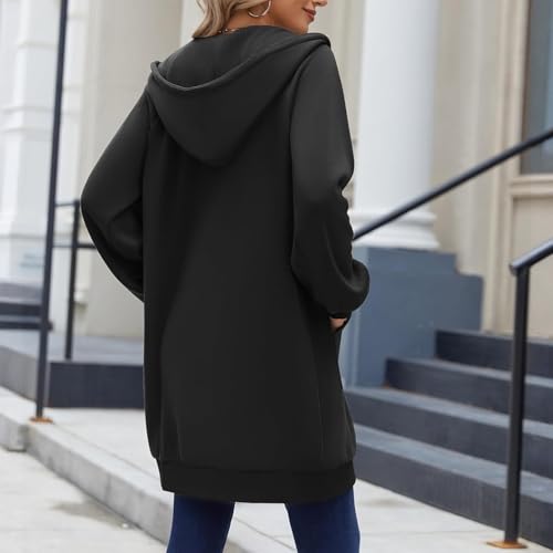 Long Hoodies for Women Zip Up Hoodie Fleece Oversized Sweatshirt Fall Fashion Casual Outerwear Jackets with Pockets3