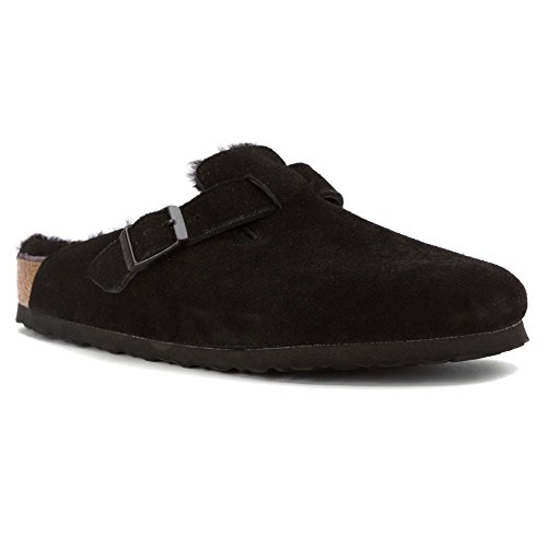 Birkenstock Unisex Boston Fur Shearling Clogs Black Suede 39 = Women's 8-8.5 Men's 6-6.5 Regular #TOP2