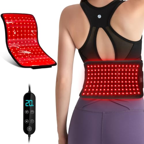 Red Light Therapy for Body, Infrared Red Light Therapy Pad with 660nm Redlight & 850nm Infrared Light Therapy Belt for Back Neck Shoulder