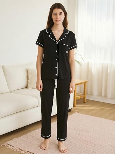 Image of BORN Pajamas for Women Set Button Down, 2 Piece Pajama Sets, Soft Womens Pajama Sets