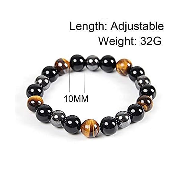 Black-Obsidian-Hematite-Triple-Protection-Bracelet-Tiger-Eye-Beads-Bracelets-for-Men-and-women10MM-Set-of-2 WFJ Black Obsidian Hematite Triple Protection Bracelet Tiger Eye Beads Bracelets for Men and women(10MM), Set of 2 black,gray 19cm