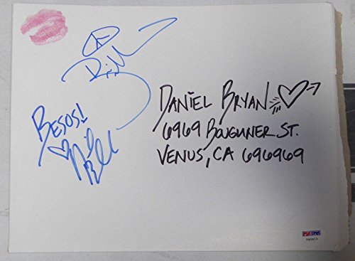 Nikki Brie The Bella Twins Signed w/Lip Print Kiss Daniel Bryan Cut WWE - PSA/DNA Certified - Autographed Wrestling Miscellaneous Items