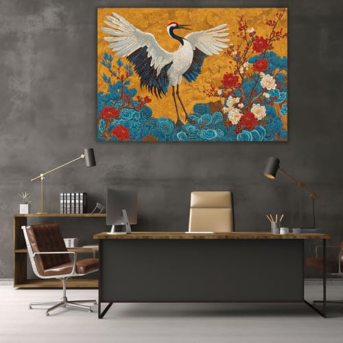 Tableau oiseaux rouges grue poster grand format sans cadre - 2